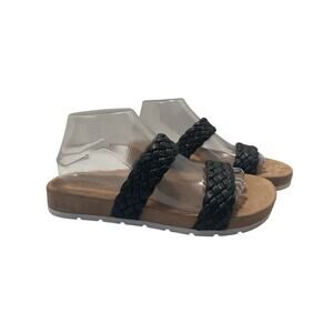 Truly Black Double Braid Strap Sandals US 8.5 Slides Kork Cliffs White Mountain